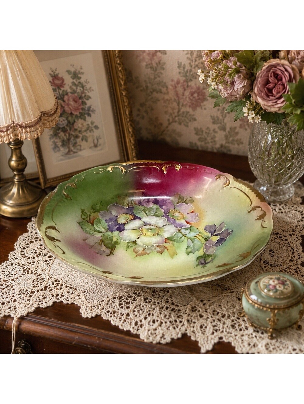 Victorian Vintage Hand Painted Floral
